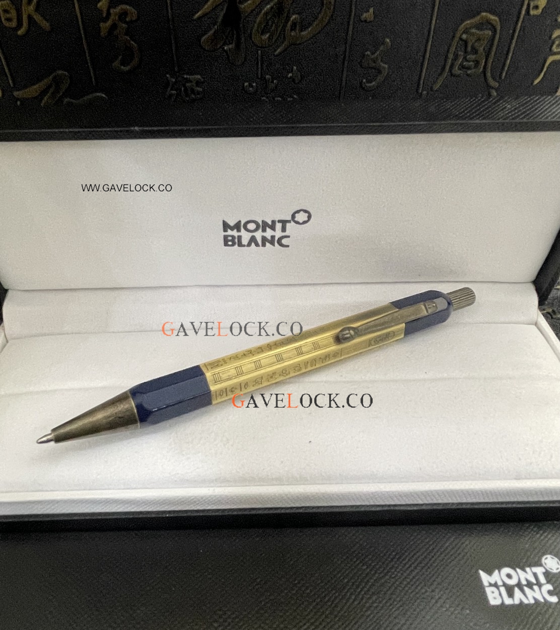AAA Grade Montblanc Egyptomania Ballpoint Pen Blue & Gold